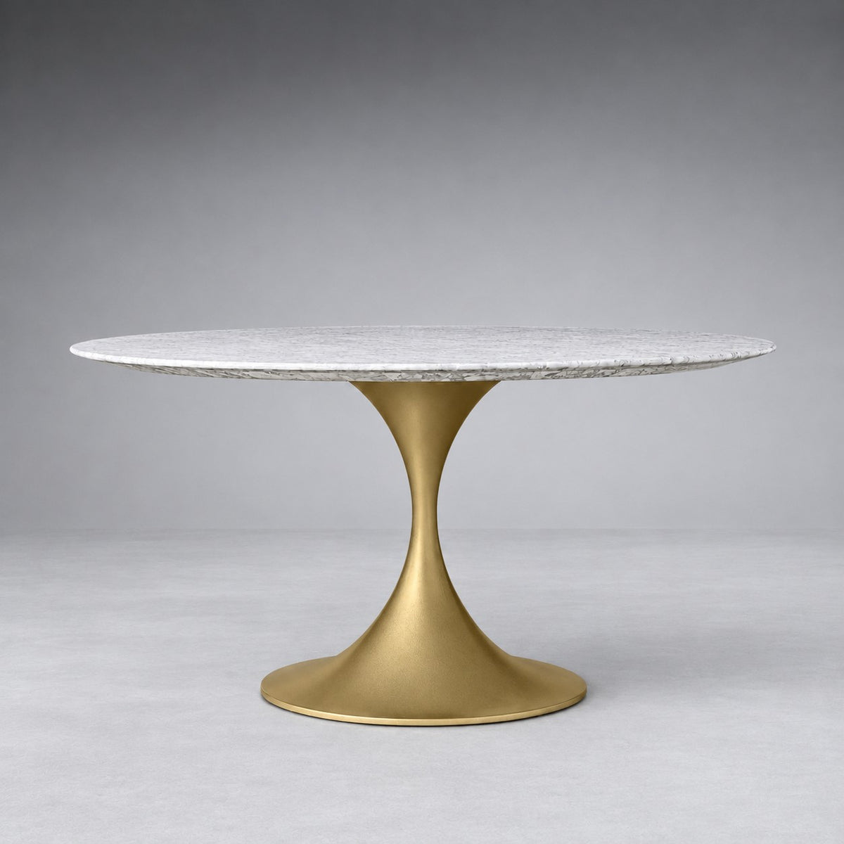 Round Stone-Top Steel-Base Dining Table