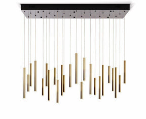 Bellini Rectangular Tri-Tone Tubular Pendant Light Chandelier - Merlin Lamps