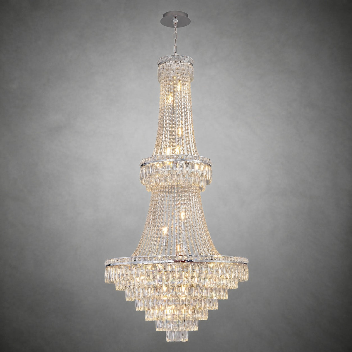 Two-Tier Square Diamond Round Pendant 780 - Silver