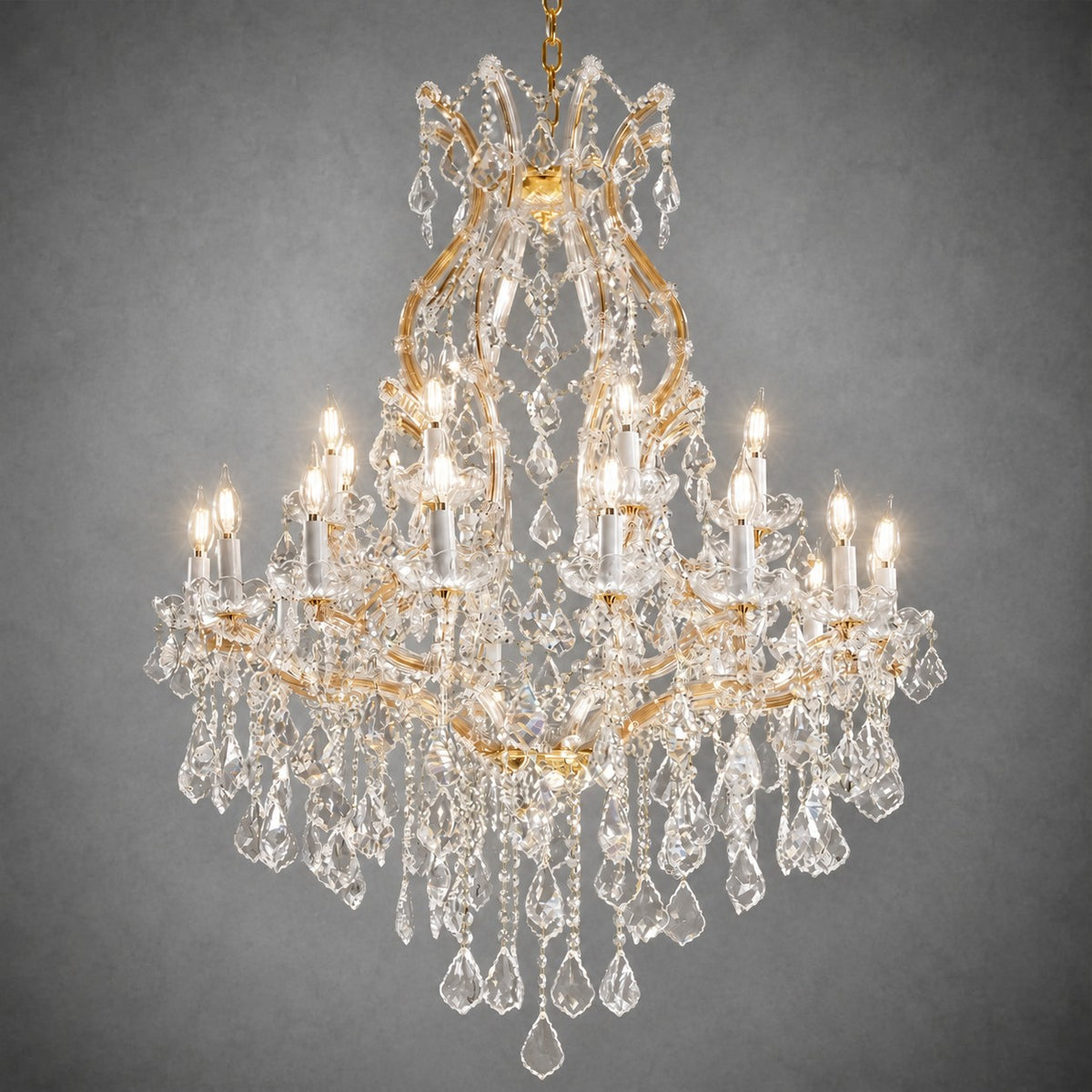 35.4" 24-Light Maria Theresa Crystal Chandelier - Gold
