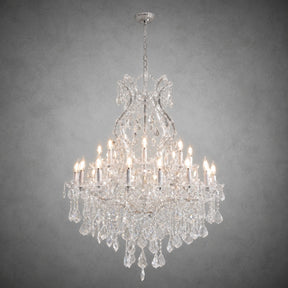 35.4" 24-Light Maria Theresa Crystal Chandelier - Silver