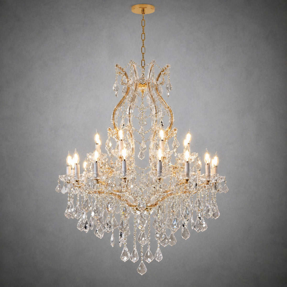 35.4" 24-Light Maria Theresa Crystal Chandelier - Gold