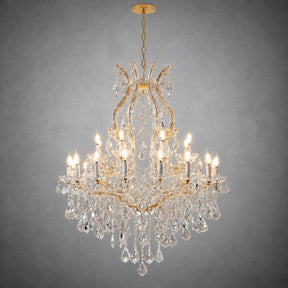 35.4" 24-Light Maria Theresa Crystal Chandelier - Gold
