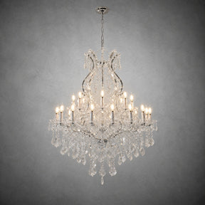 35.4" 24-Light Maria Theresa Crystal Chandelier - Silver