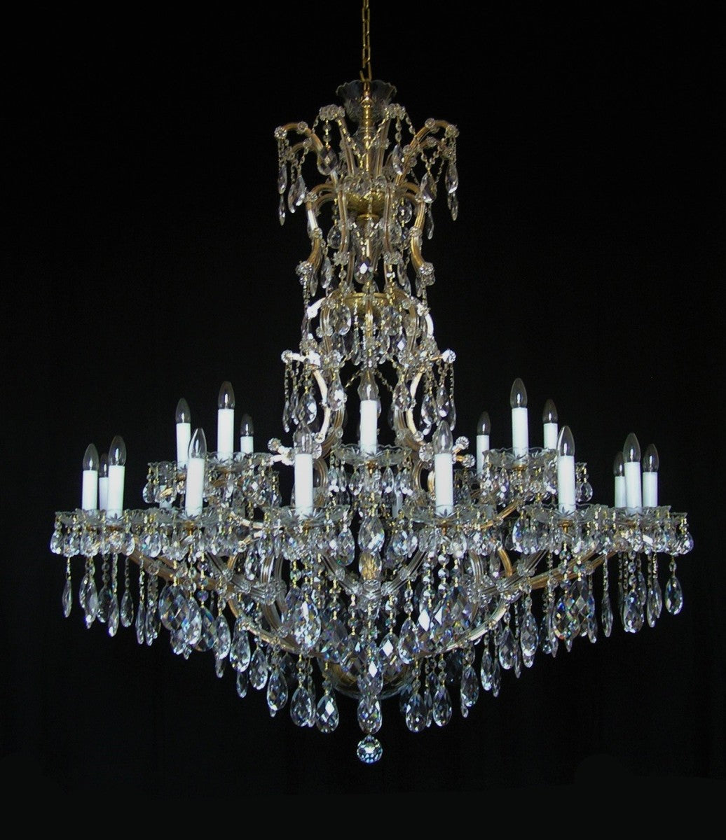 36-flame Teresian chandelier with crystal almonds and designer bobeches