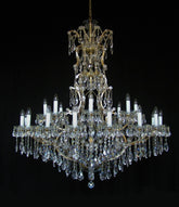 36-flame Teresian chandelier with crystal almonds and designer bobeches
