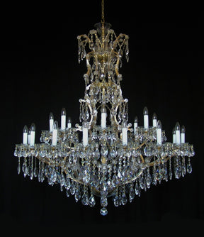 36-flame Teresian chandelier with crystal almonds and designer bobeches