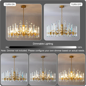 36" Luxury Gold Crystal 16-Light Round Adjustable Chandelier