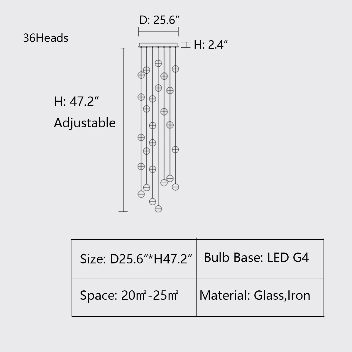 D25.6"*H47.2" chandelier,chandeliers,long stairs,round,ball,clear glass,large,extra large,huge,big,oversize,spiral stairs,gold