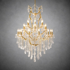 37.4" 24-Light Maria Theresa Crystal Chandelier - Gold
