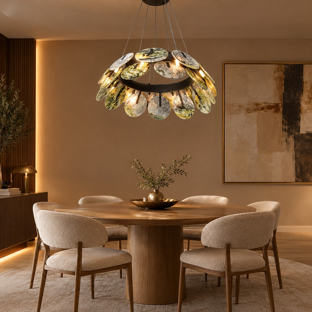 Modern Sculptural Luxury stone Petal Chandelier