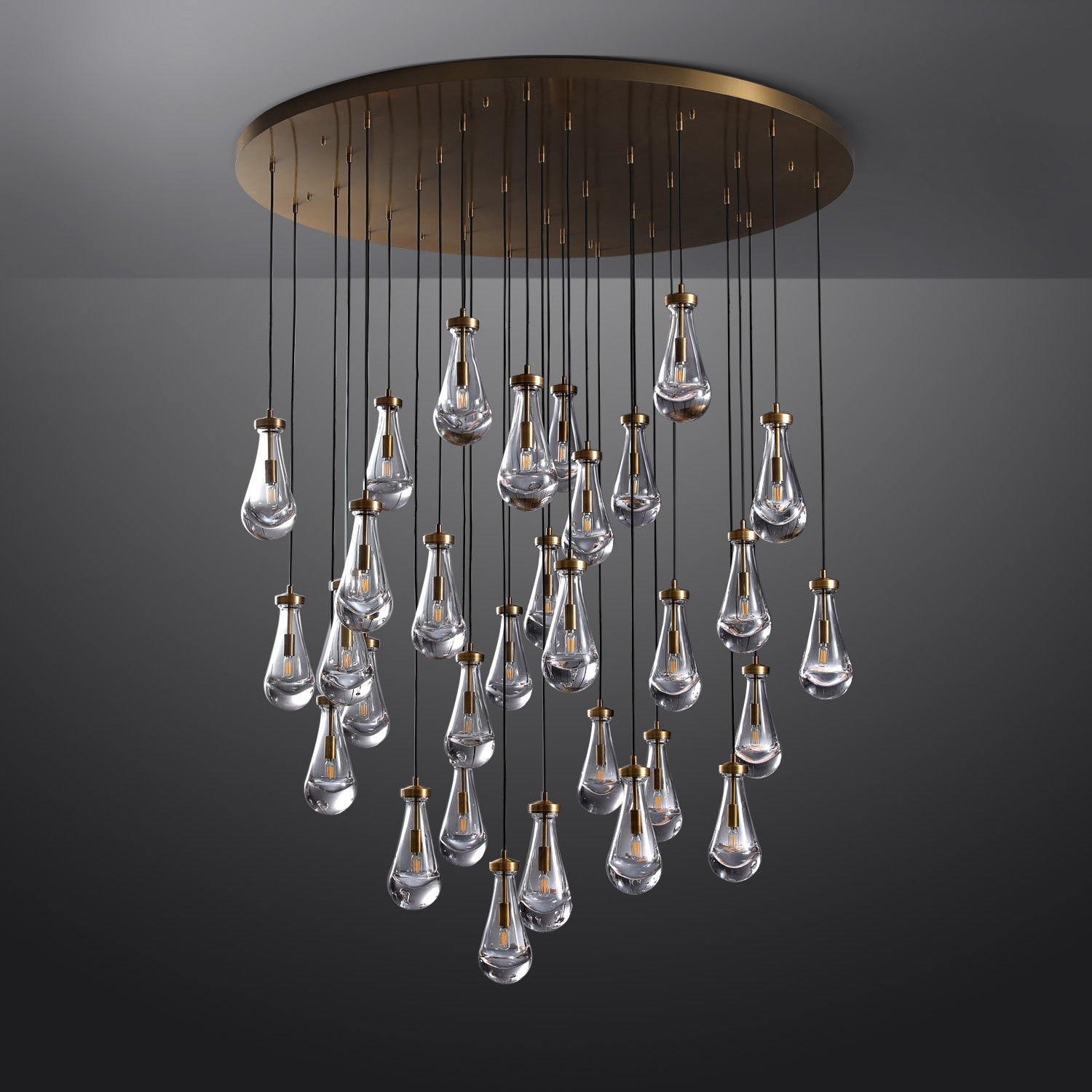 Raindrop Round Chandelier 60″, 31 Lights