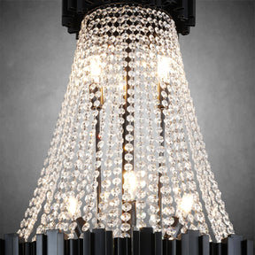 Inverted triangle crystal round pendant light