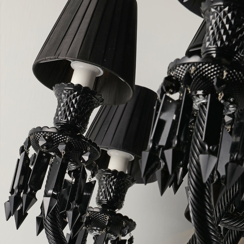 18 Lights Black Baccarat Crystal Lighting