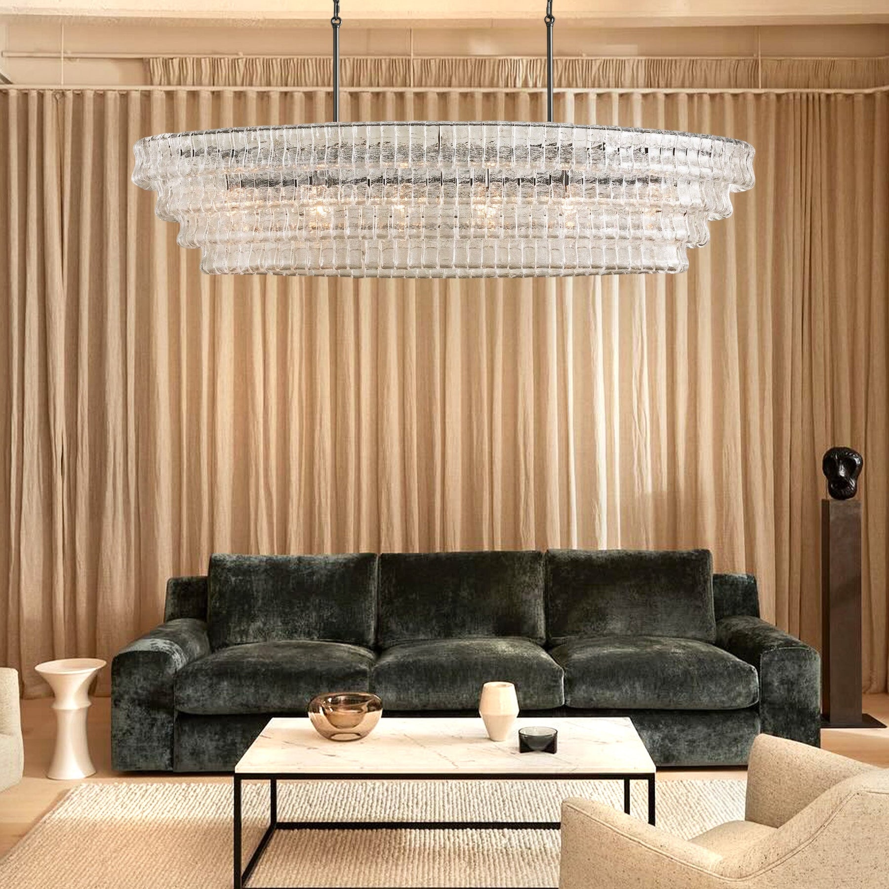 Ghiaccio Oval Chandelier 54"W/65"W