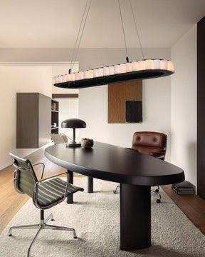 Ring Alabaster Oval Chandelier for Kitchen Island