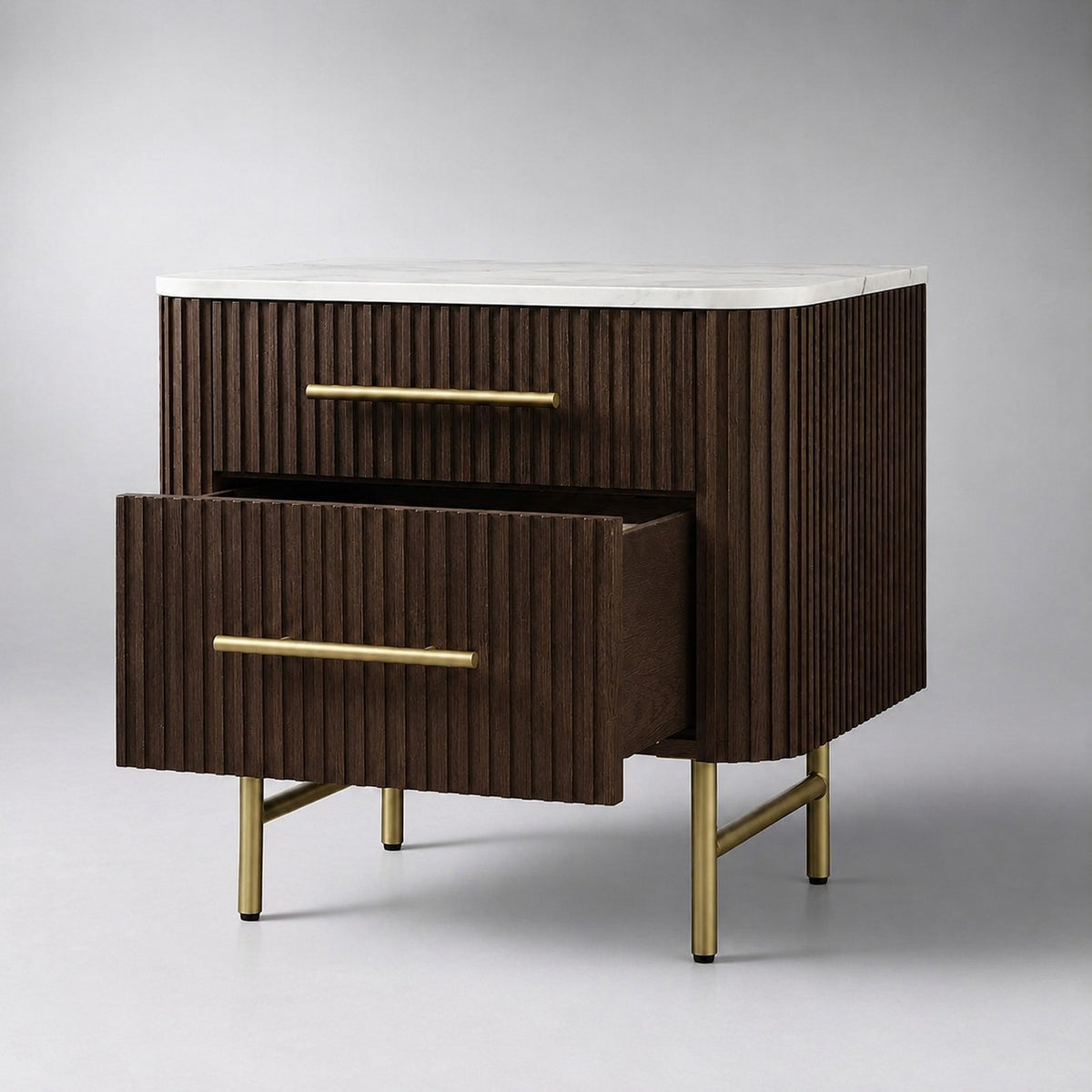 Double Drawer Bedside Chest with Stone Top