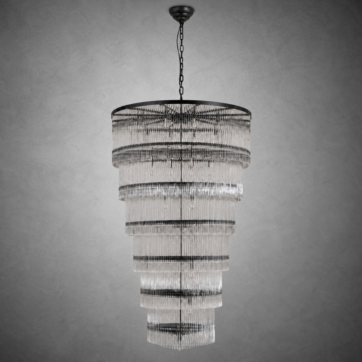 Seven-Tier Striped Column Staircase Chandelier D990 - Black