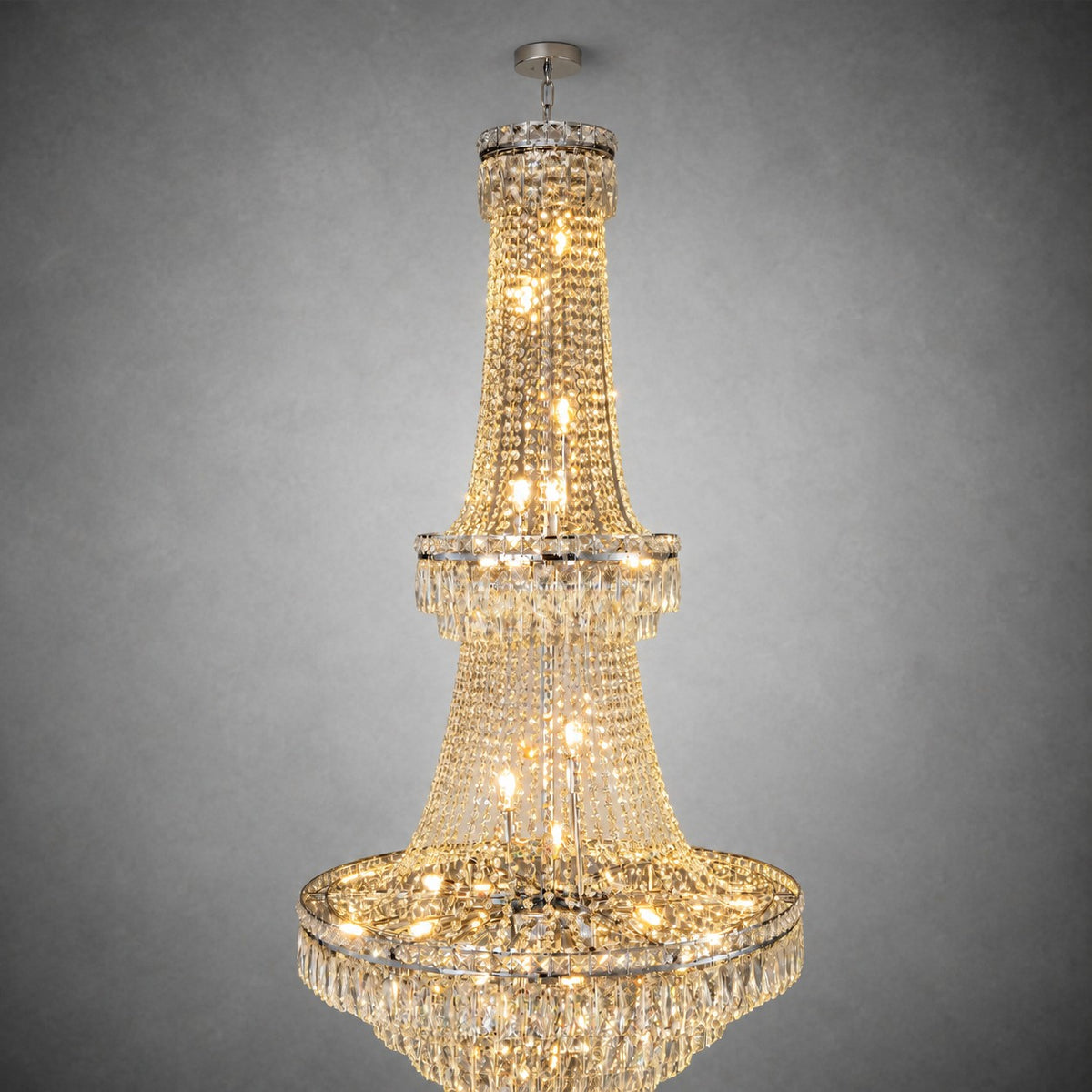 Two-Tier Square Diamond Round Pendant 780 - Silver