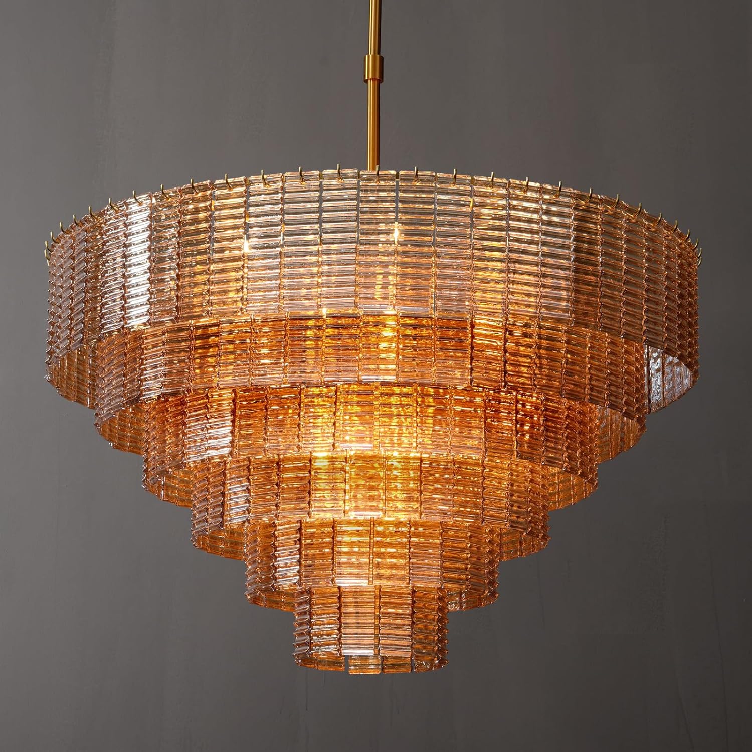 41-Inch Amber Glass Large Modern Chandelier with 18 Lights