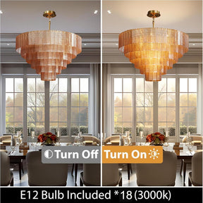 41-Inch Amber Glass Large Modern Chandelier with 18 Lights