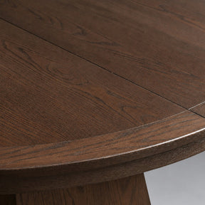 Round Oak Extension Dining Table with Leaves