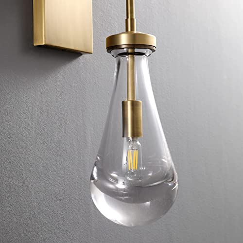 Brass Raindrop sconces Wall Lighting,Indoor Kitchen Wall Decor Lamps,Raindrop Wall Lamp with Hand Blown Solid Glass Perfect for Bedroom, Living Room,Vanity,Hallway