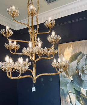 Luxury Branch Flower Chandelier in Gold for Living Room Staircase and Bedroom Lighting - Yovalighting