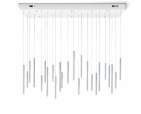Bellini Rectangular Tri-Tone Tubular Pendant Light Chandelier - Merlin Lamps