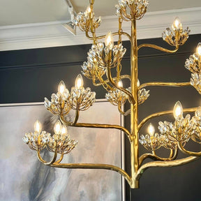 Luxury Branch Flower Chandelier in Gold for Living Room Staircase and Bedroom Lighting - Yovalighting