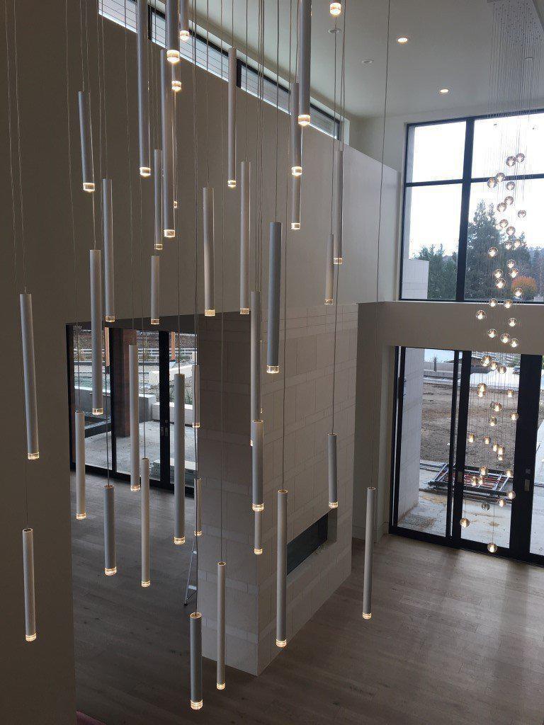 Brillia Round Two-Tone Tubular Pendant Light Chandelier - Merlin Lamps