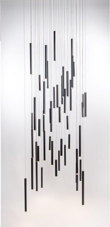 Bellini Rectangular Tri-Tone Tubular Pendant Light Chandelier - Merlin Lamps
