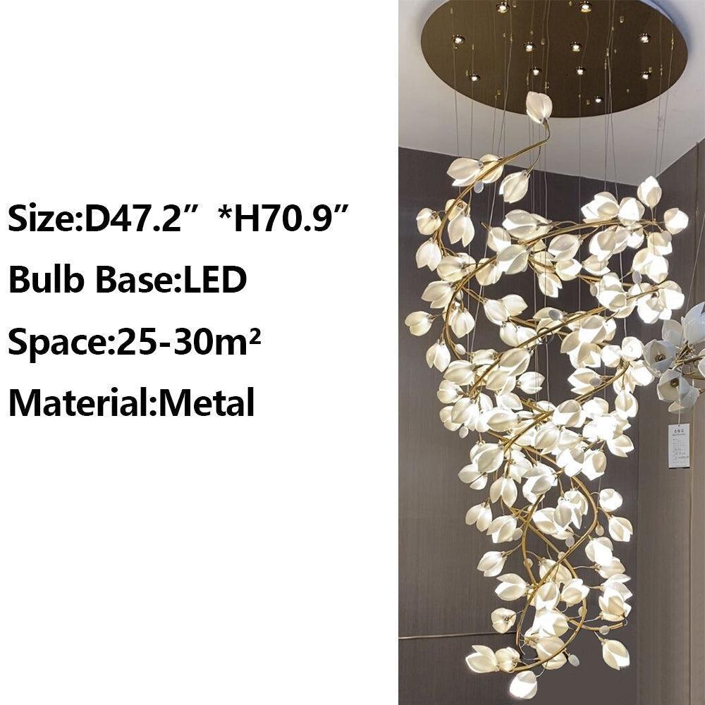 Ceramic Artistic Magnolia Spiral Pendant Ceiling Light Chandelier - Merlin Lamps