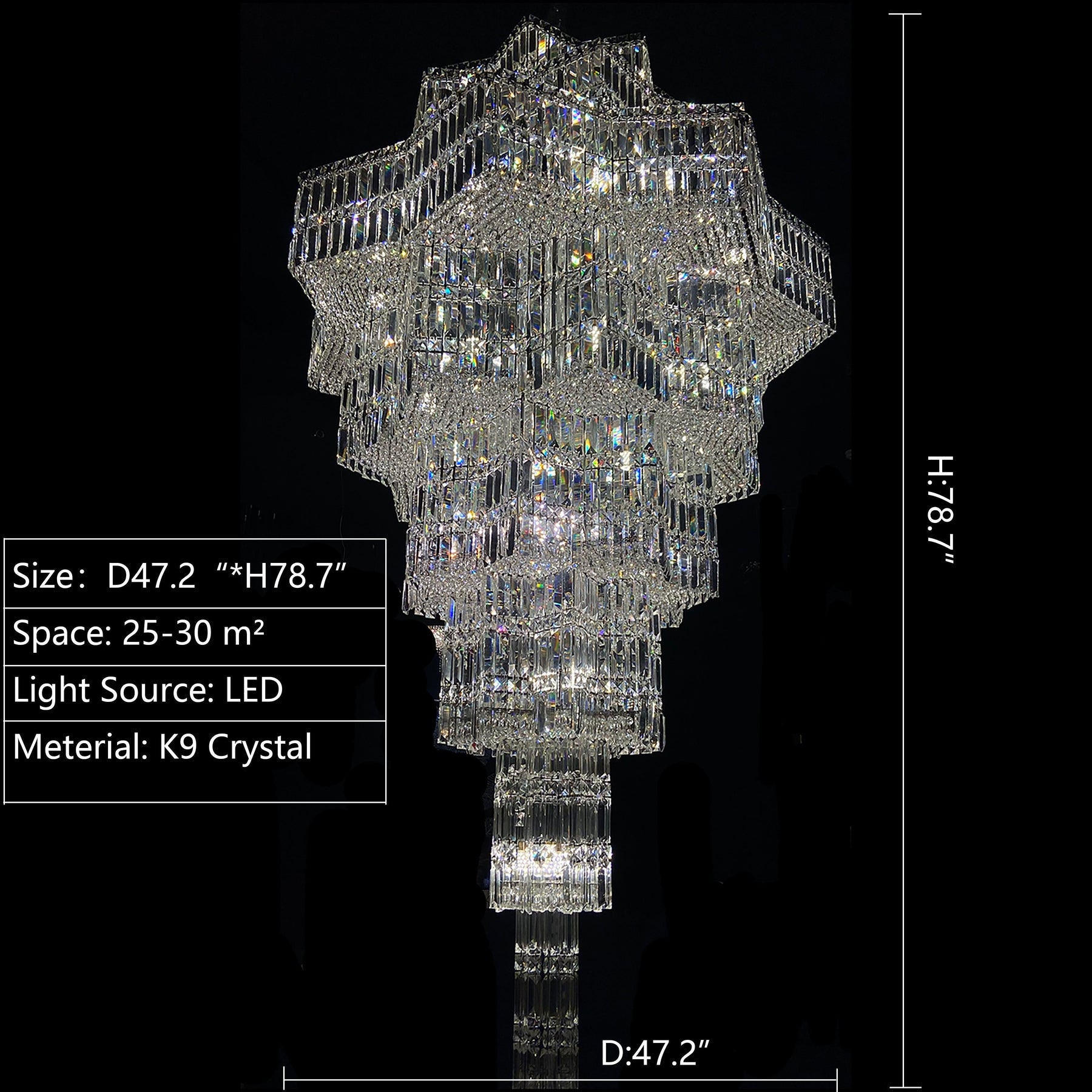 Luxury Plaza Multi-Tier Crystal Chandelier for High Ceilings/Hotel Hall / 2 Story Foyer - Merlin Lamps
