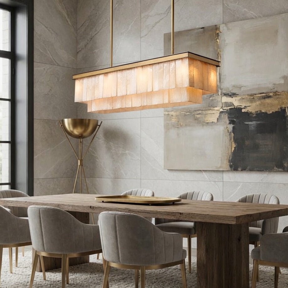 Cameron Luxury Selenite Linear Chandelier 49'' 59''