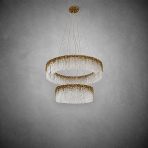 Ice Bloom Glass Two-Tier Chandelier D800+D500 - Copper
