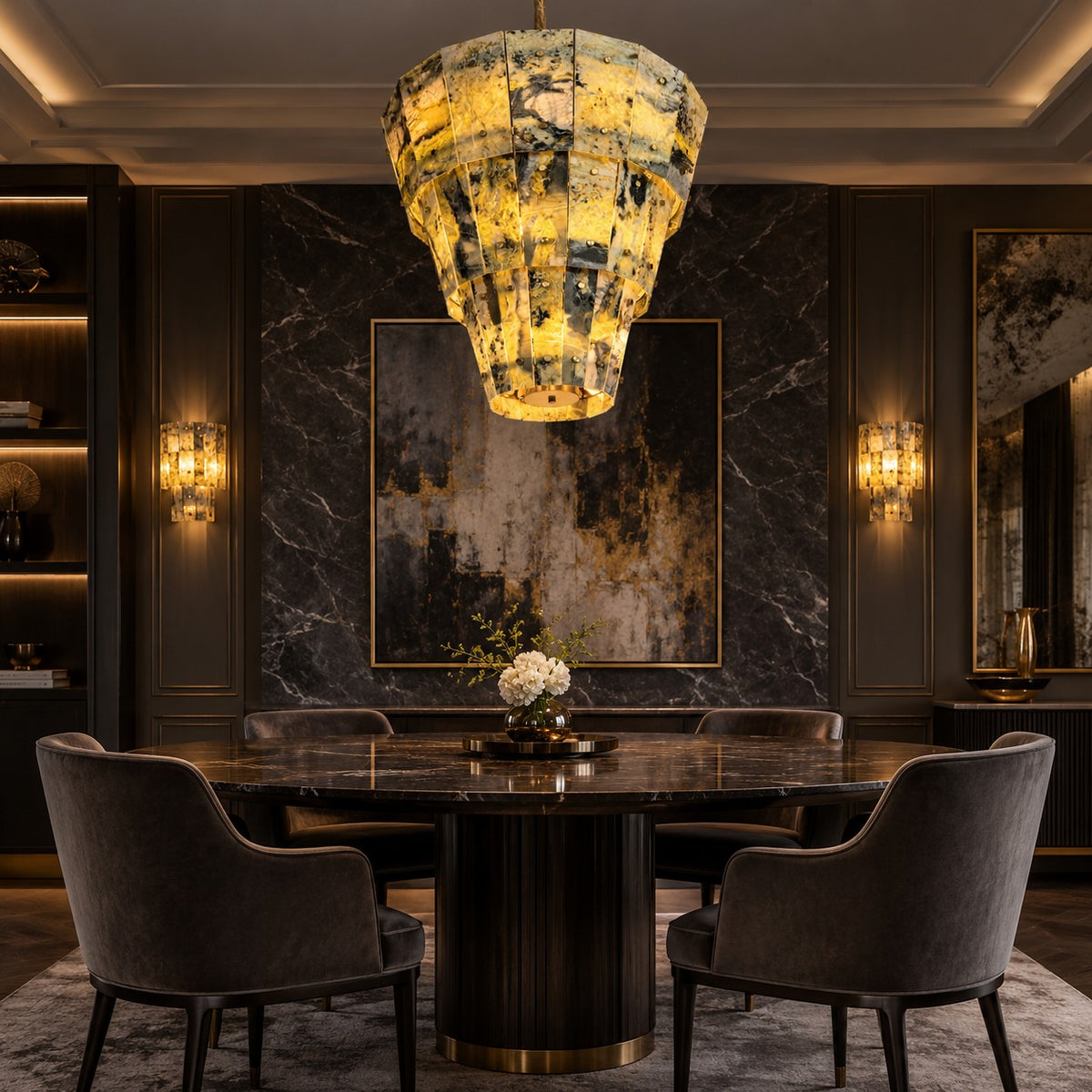 Modern Tapered Luxury stone Chandelier