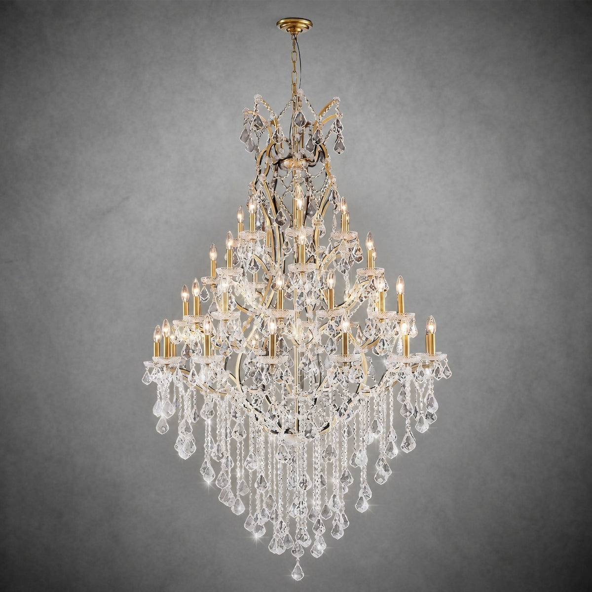 49.2" 44-Light Maria Theresa Crystal Chandelier - Gold