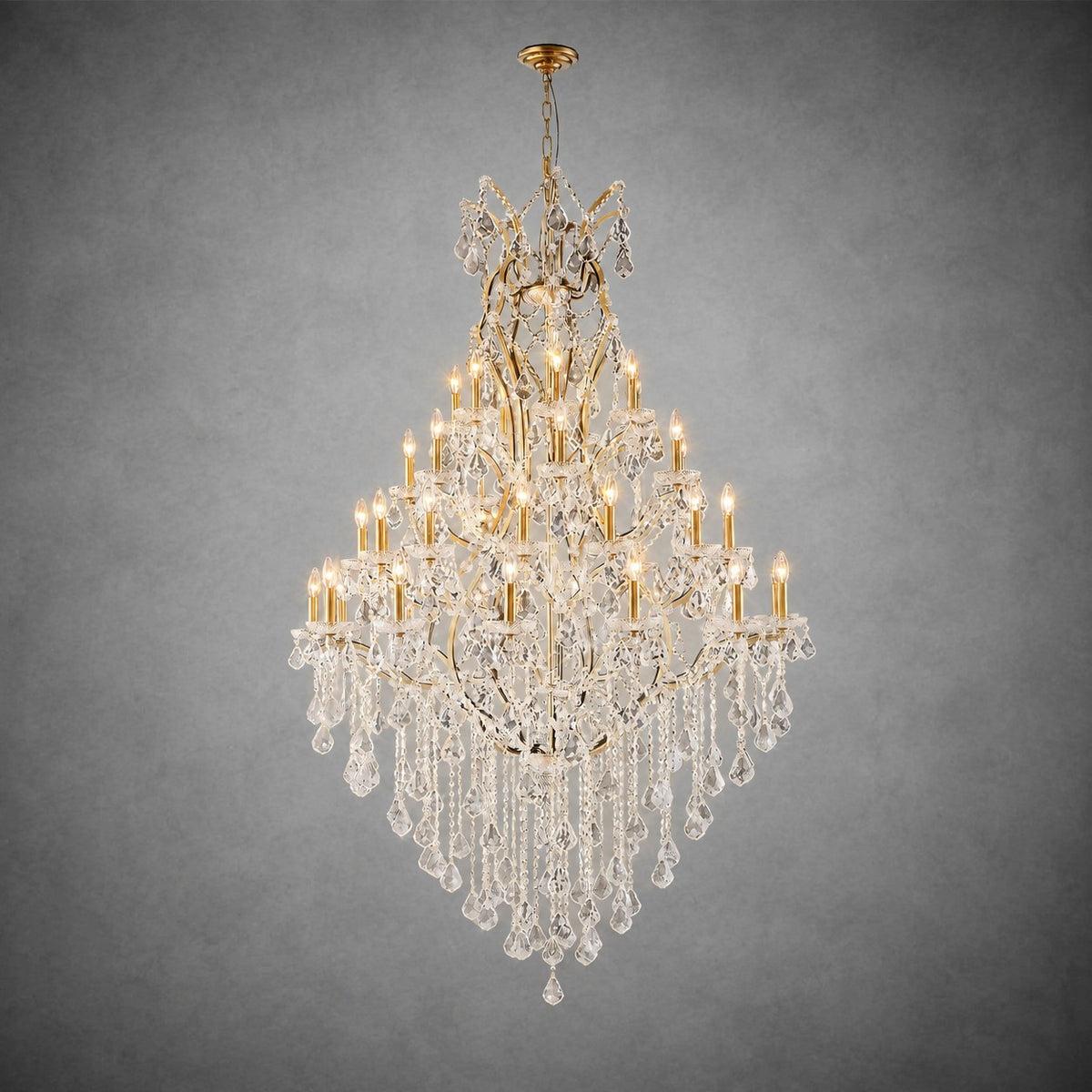 49.2" 44-Light Maria Theresa Crystal Chandelier - Gold