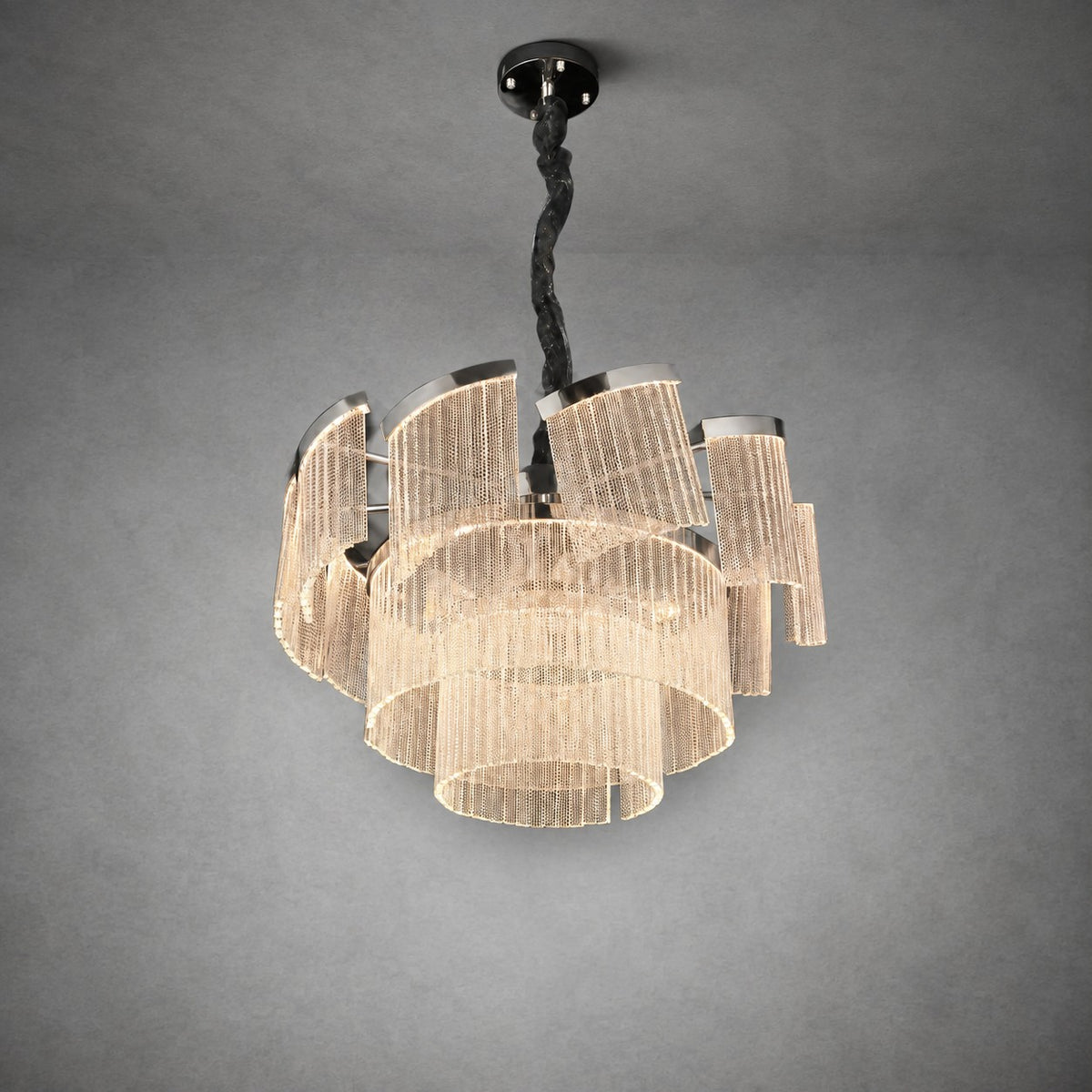 Prismata Crystal Modern Sculptural Ring Chandelier