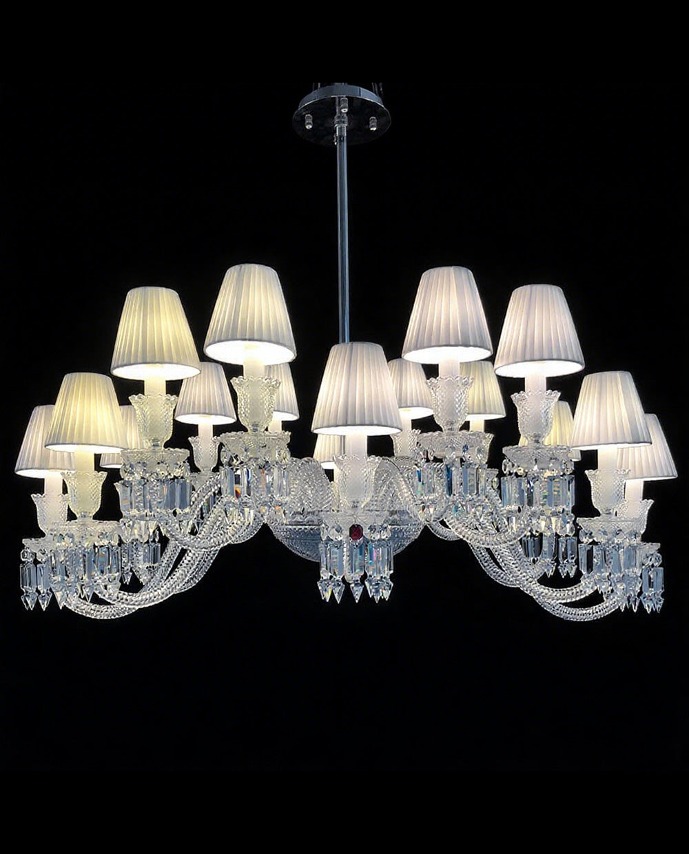 16 Lights Replica Ellipse Baccarat Crystal Lighting Dining Room Chandelier with Lampshades