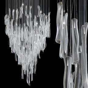 Luméa Organic Glass Tube Cluster Chandelier