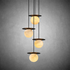 Spherical marble single pendant light