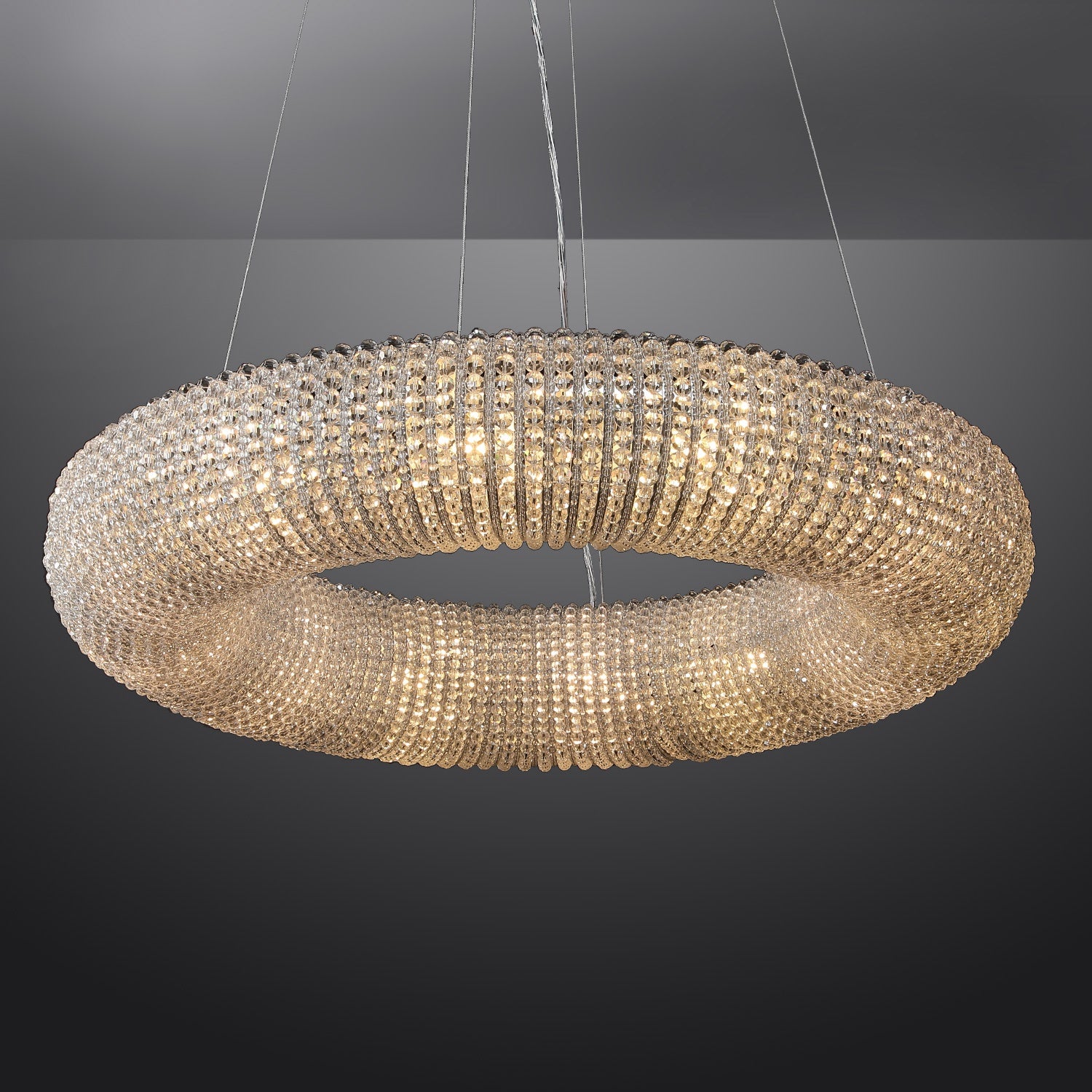 Nicolle Modern Luxury Amber Crystal Clear Round Chandeliers for Bedroom