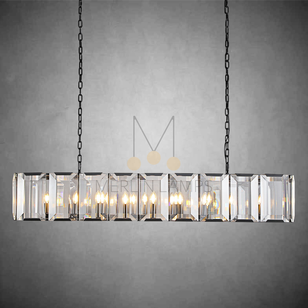 Charles Multicurve Modern Crystal Rectangular Chandelier, Luxury Elegance Lamp