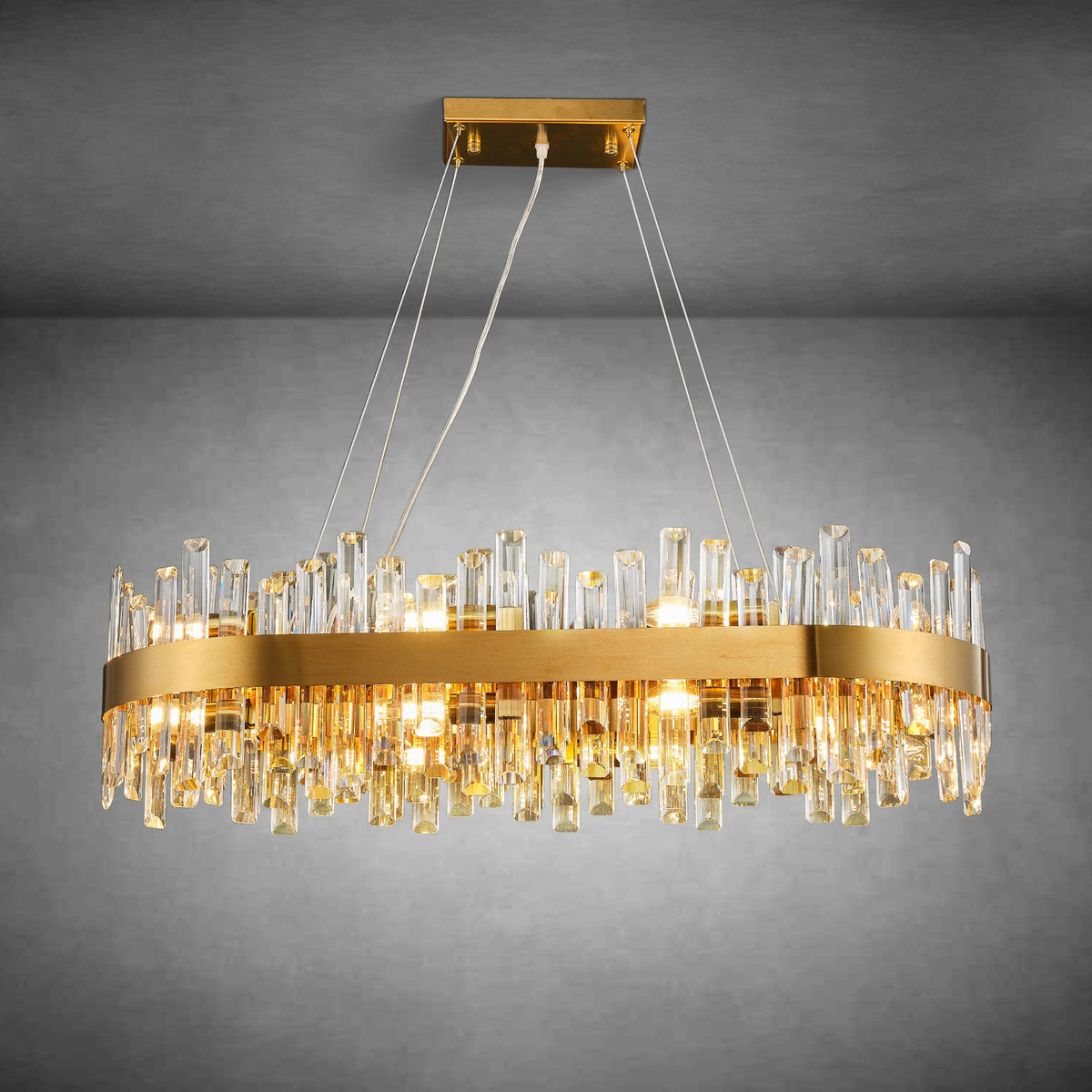 Modern Rectangular Crystal Chandeliers
