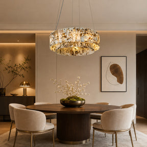 Modern Two-Tier Luxury Stone Round Chandelier