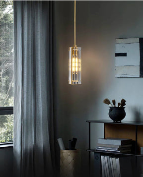 Golden Rectangular Crystal Pendant Lighting