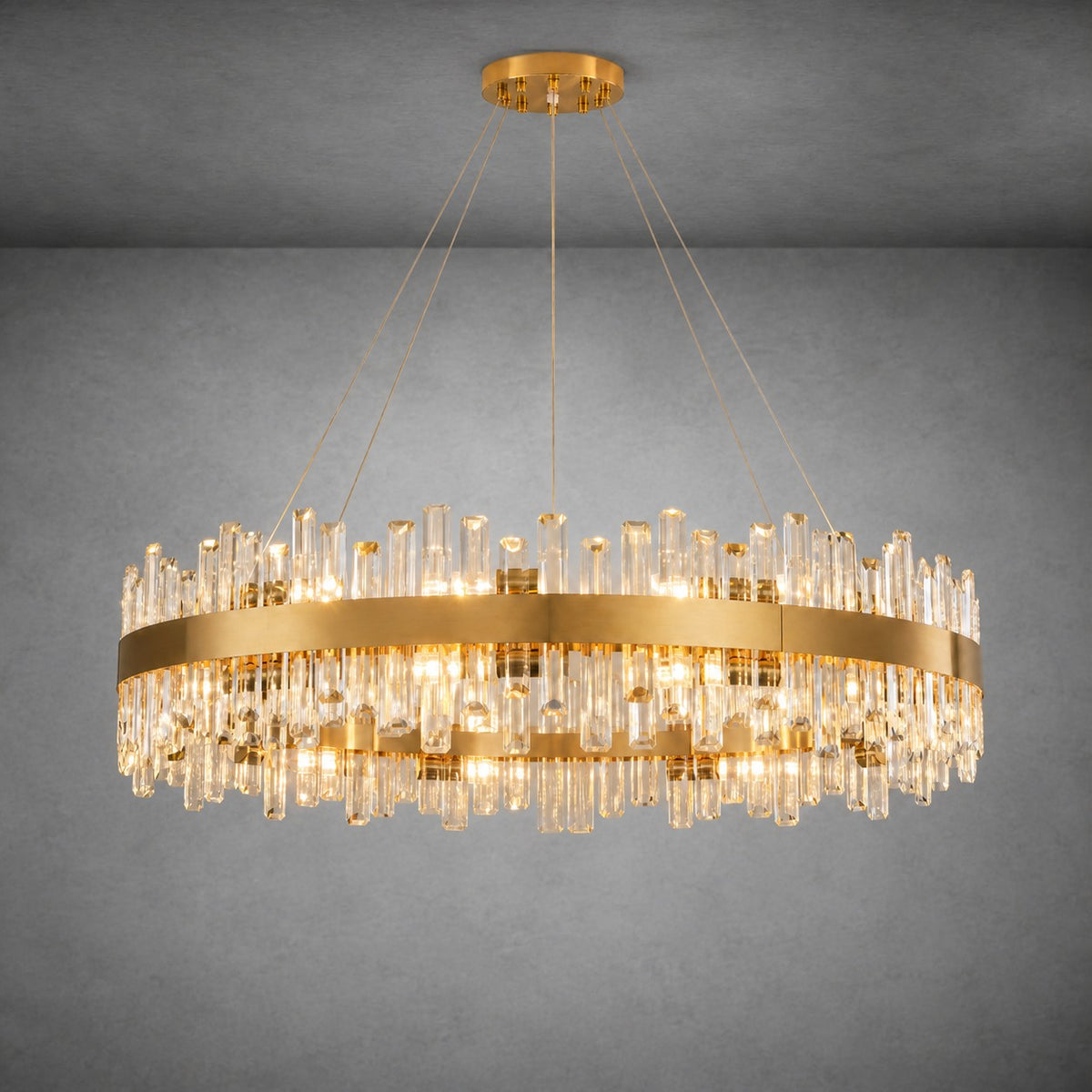 Round Golden Crystal Island Chandelier-1000