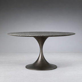 Round Stone-Top Steel-Base Dining Table